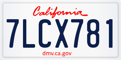 CA license plate 7LCX781