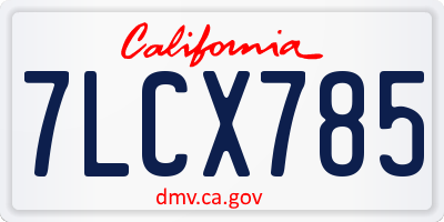 CA license plate 7LCX785