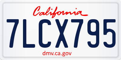 CA license plate 7LCX795