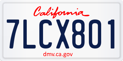 CA license plate 7LCX801