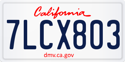 CA license plate 7LCX803