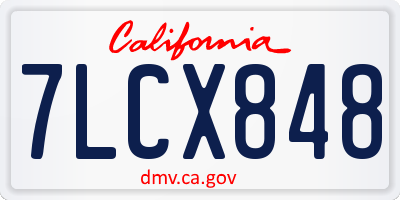 CA license plate 7LCX848