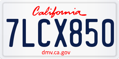 CA license plate 7LCX850