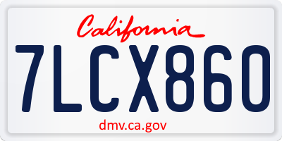 CA license plate 7LCX860