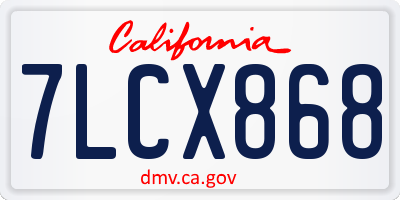 CA license plate 7LCX868