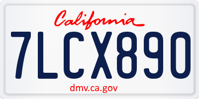 CA license plate 7LCX890