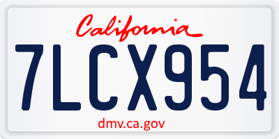 CA license plate 7LCX954