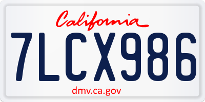 CA license plate 7LCX986