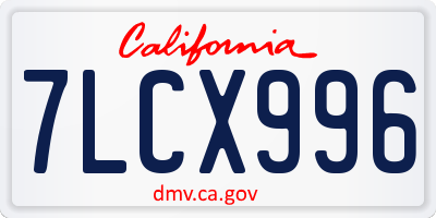 CA license plate 7LCX996