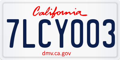 CA license plate 7LCY003