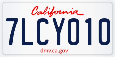 CA license plate 7LCY010