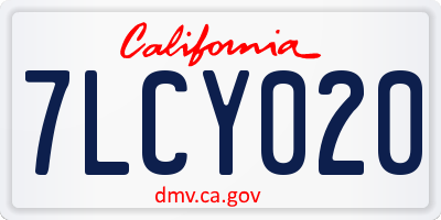 CA license plate 7LCY020