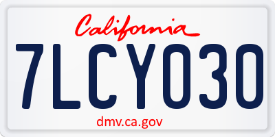 CA license plate 7LCY030