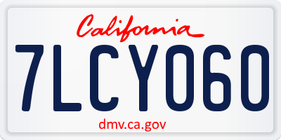 CA license plate 7LCY060