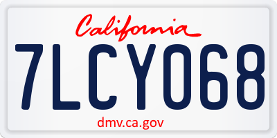 CA license plate 7LCY068