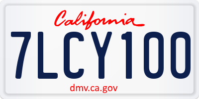 CA license plate 7LCY100