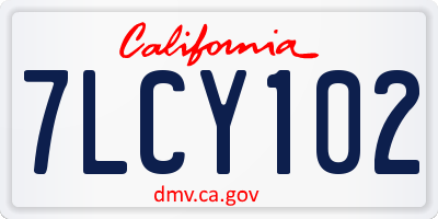 CA license plate 7LCY102