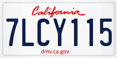 CA license plate 7LCY115