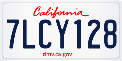 CA license plate 7LCY128