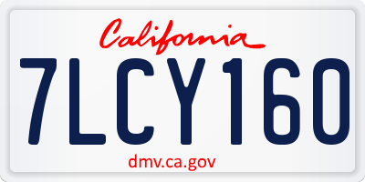 CA license plate 7LCY160