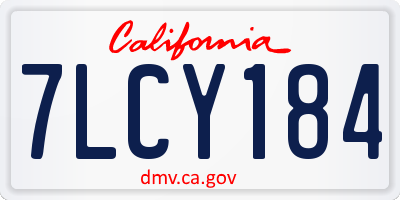 CA license plate 7LCY184
