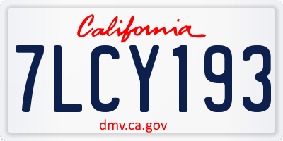 CA license plate 7LCY193