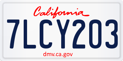 CA license plate 7LCY203