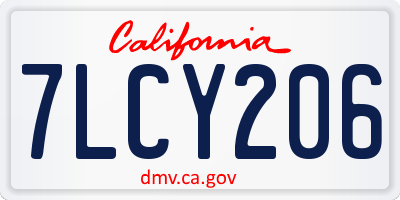 CA license plate 7LCY206