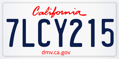 CA license plate 7LCY215
