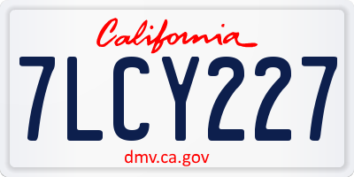 CA license plate 7LCY227