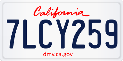 CA license plate 7LCY259
