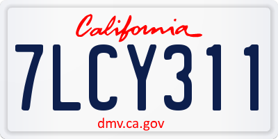 CA license plate 7LCY311