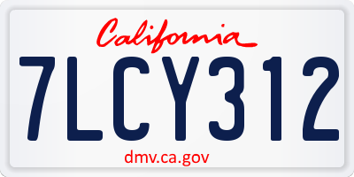 CA license plate 7LCY312