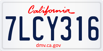 CA license plate 7LCY316