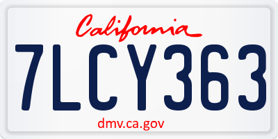 CA license plate 7LCY363