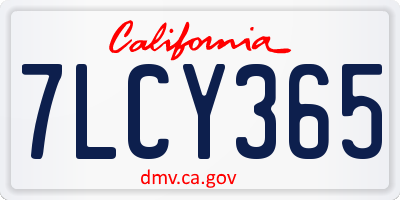 CA license plate 7LCY365