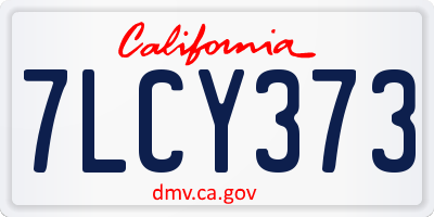 CA license plate 7LCY373