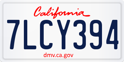 CA license plate 7LCY394