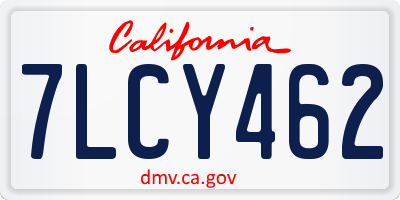 CA license plate 7LCY462