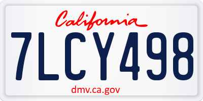 CA license plate 7LCY498