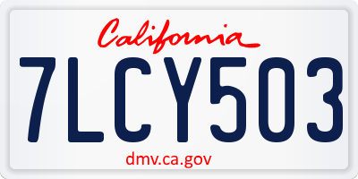 CA license plate 7LCY503