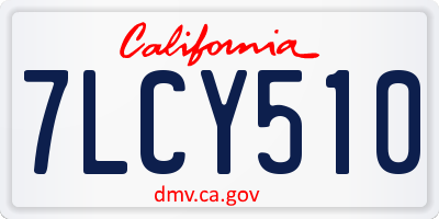 CA license plate 7LCY510