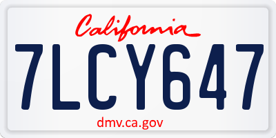 CA license plate 7LCY647