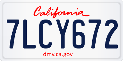 CA license plate 7LCY672