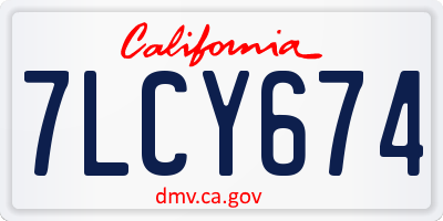 CA license plate 7LCY674