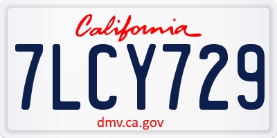CA license plate 7LCY729