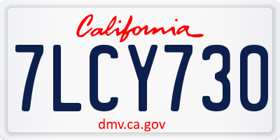 CA license plate 7LCY730