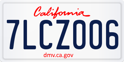 CA license plate 7LCZ006