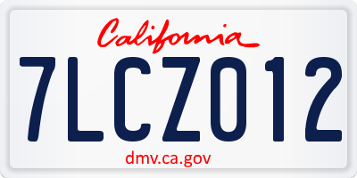 CA license plate 7LCZ012
