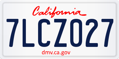 CA license plate 7LCZ027